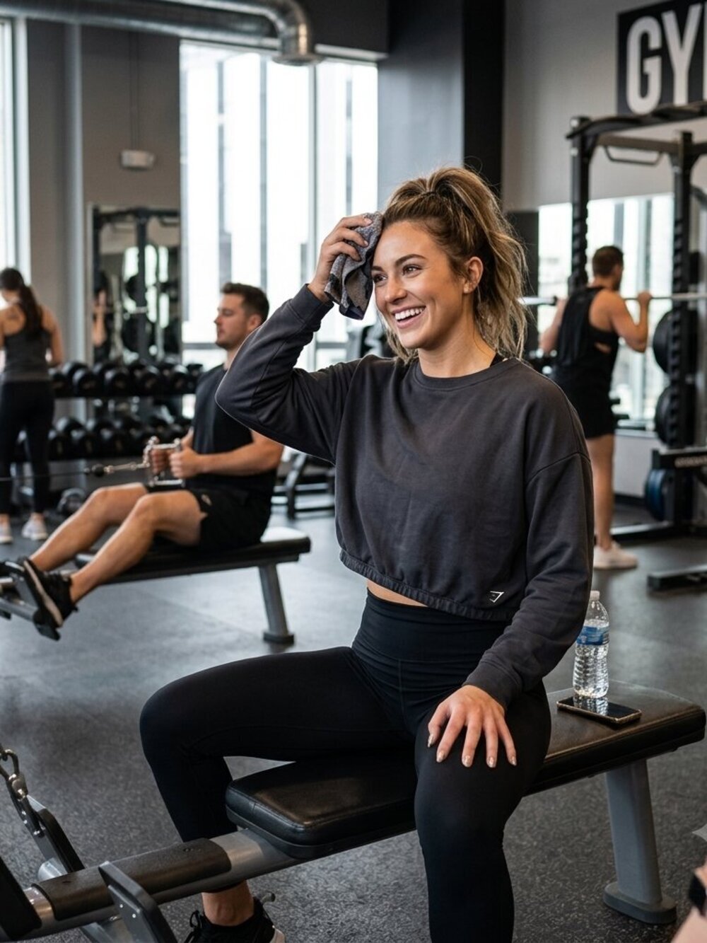 Gymshark x Whitney Simmons Cropped Crewneck Sweatshirt Black XL